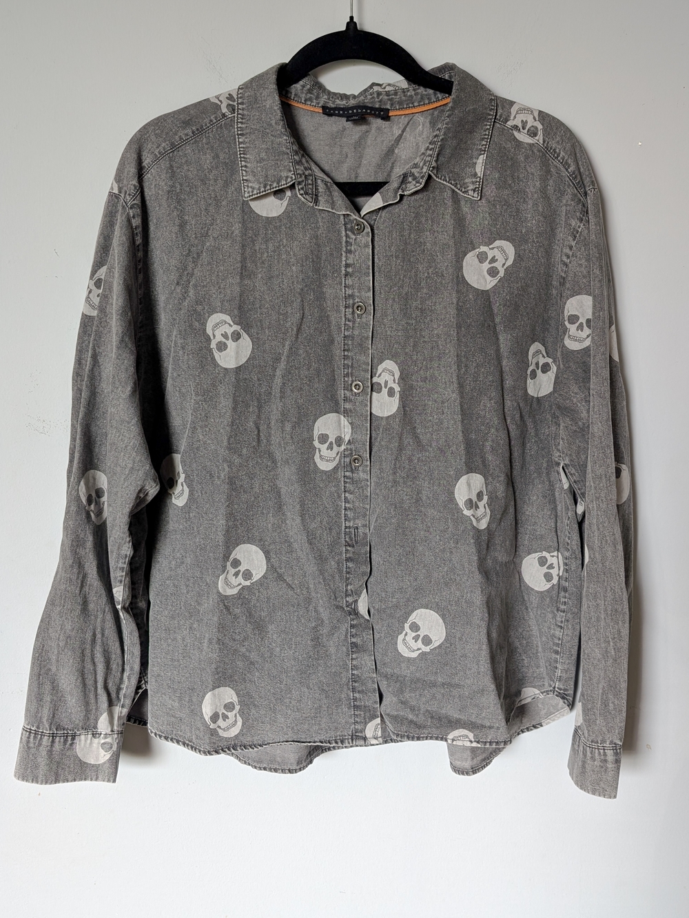 Jane and Delancey Gray Skull Print Button-Down Shirt